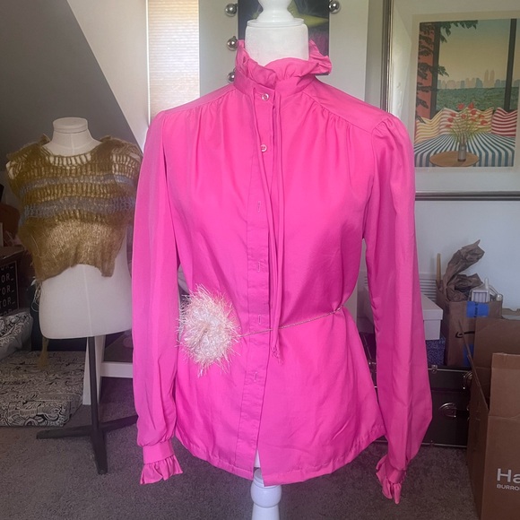 Vintage hot pink blouse - Picture 1 of 4